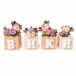 Кубчета с име „Спящи еленчета с цветя“ – прасковено